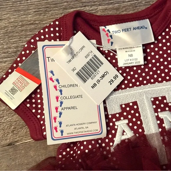 Texas A&M Baby Tutu Bodysuit NB 0-3M | Two Feet Ahead | NWT Aggies - Picture 5 of 5